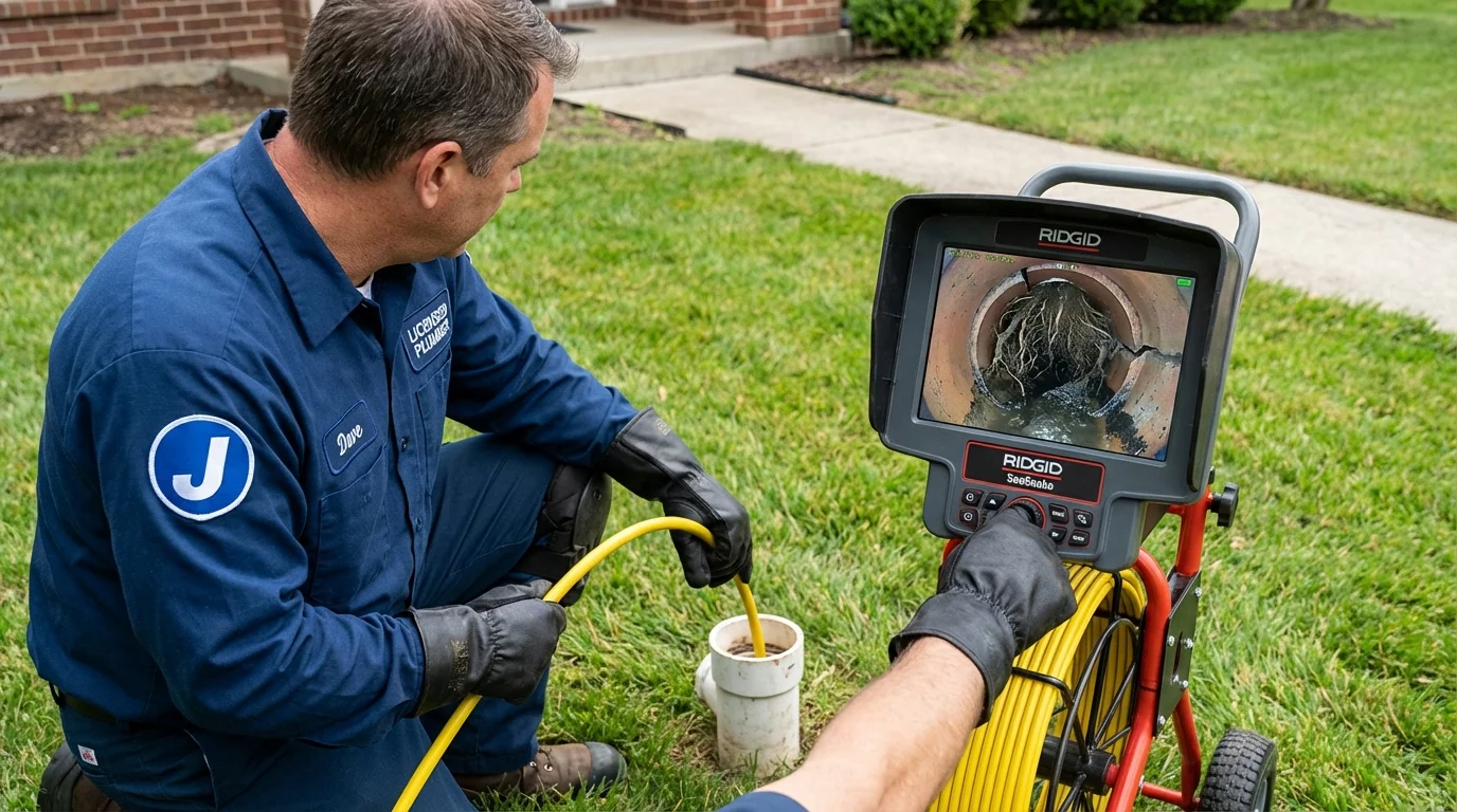 Sewer camera inspection being performed by Johns Plumbing LLC in Kennett