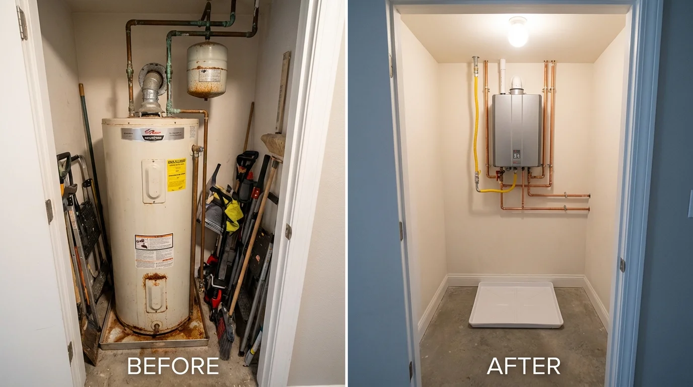 Tank water heater versus wall-mounted tankless unit comparison for Kennett, MO homeowners