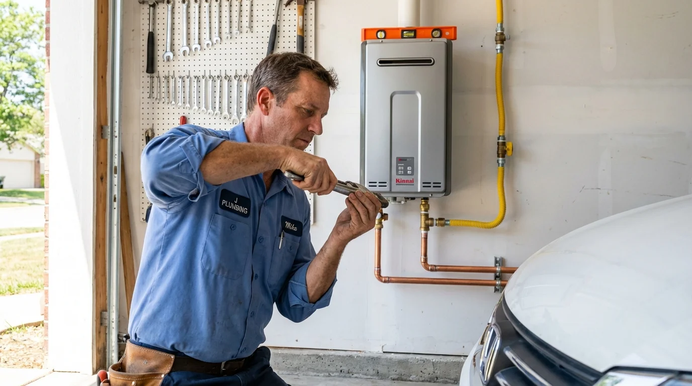 Tankless water heater installation by a Johns Plumbing LLC plumber in Kennett